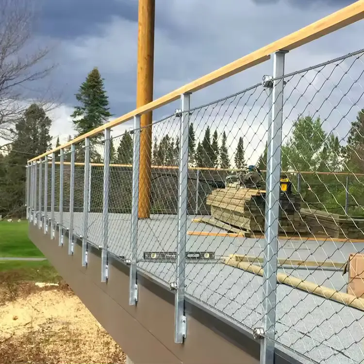 Cable mesh railing at a veranda